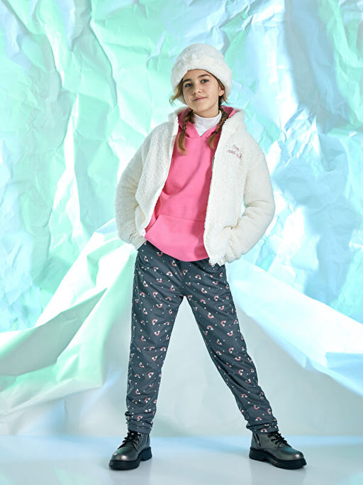 Kap??onlu Nak??l? Uzun Kollu Pel?? K?z ?ocuk Fermuarl? Sweatshirt - Waikiki фото 2