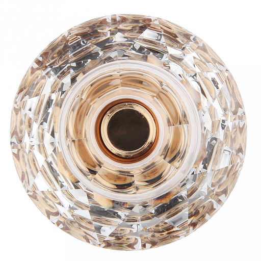 Подсвечник стеклянный "Диамант" h17см, чаша д7см, h3,5см, нескользящее основание д8см, металлическая ножка, золотой, в коробке (Китай)