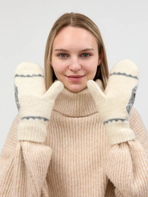 Варежки женские Снегирь в рамке КРУГ 3445-1 - Рассказовские варежки фото 3