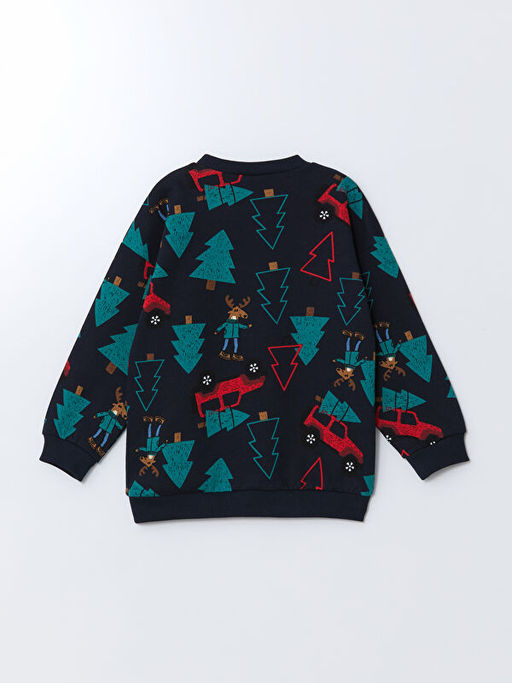 Y?lba?? Temal? Kal?n Erkek ?ocuk Sweatshirt