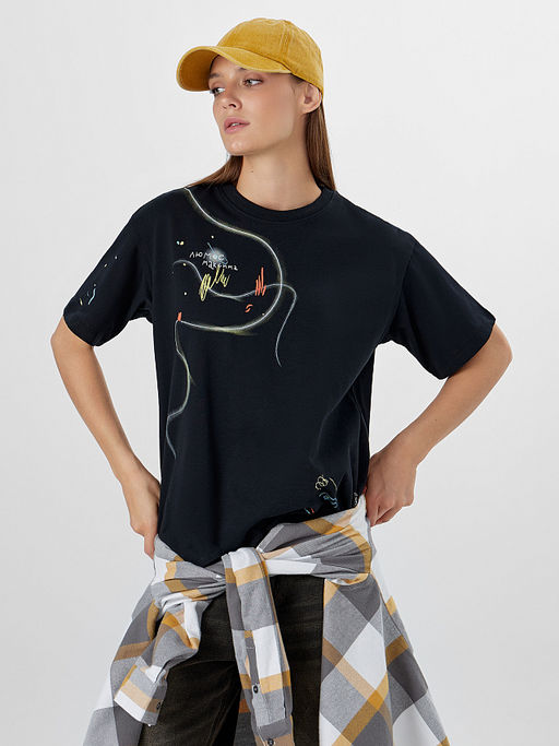 Футболка женская новогодняя черная с надписью Люмос максима - Mark formelle фото 6