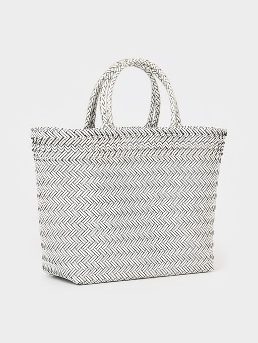Сумка плетёная, 30×15×35 см, пластик, белая с чёрным
