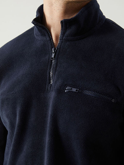 Dik Yaka Uzun Kollu Polar Erkek Sweatshirt