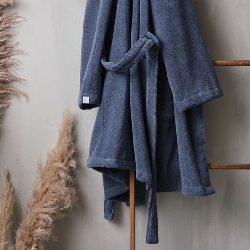 Халат махровый мужской SL HOME: Basic «Ривьера», размер S, хлопок 100%, синий