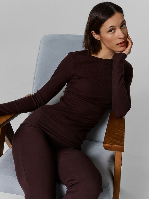 Комплект домашний женский коричневый из рибаны - Mark formelle фото 4