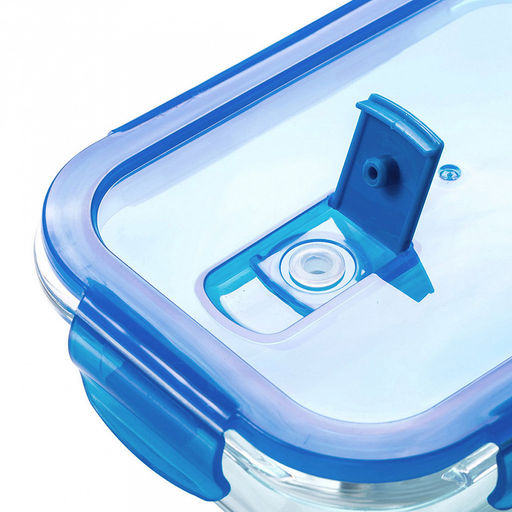 Контейнер стеклянный TalleR 0,64л, 18х13,4х6,4см, прямоугольный, стекло, пластмассовая крышка, 4 замка, воздушный клапан (Китай) - Домашняя мода фото 2