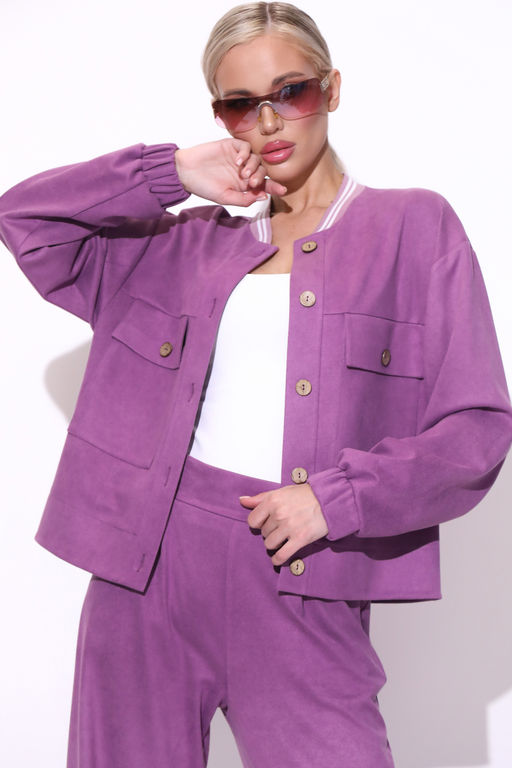 Бомбер (вельвет ежевика) - Эльза фото 3