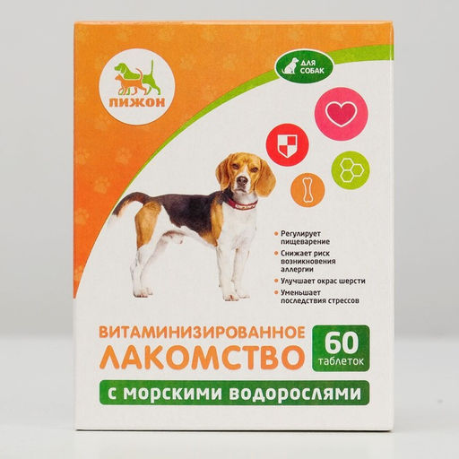 Лакомства Пижон для собак, с морскими водорослями, 60 табл.  фото 2