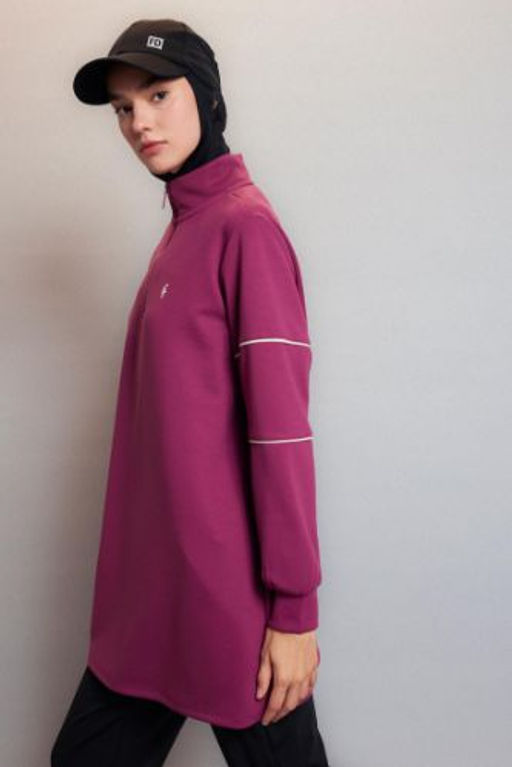 DeFactoFit Oversize Genis Kal?p Dik Yaka Skuba Dalg?c Kumas Sporcu Sweatshirt