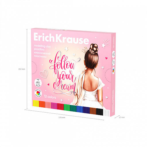 Цена за 1 шт. Пластилин классический ErichKrause Pointes 12 цветов со стеком, 180 г (в коробке 12 шт) фото 6