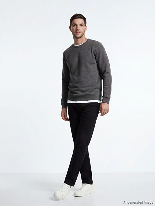 Bisiklet Yaka Erkek Sweatshirt