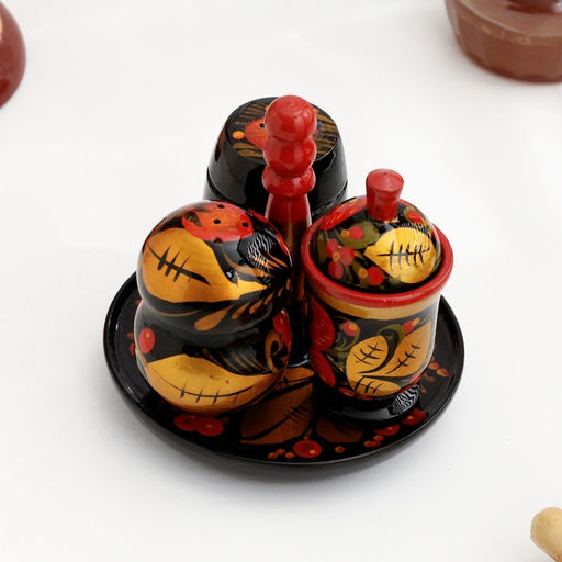 Набор для специй дерево «Ягодка», 4 предмета, хохлома