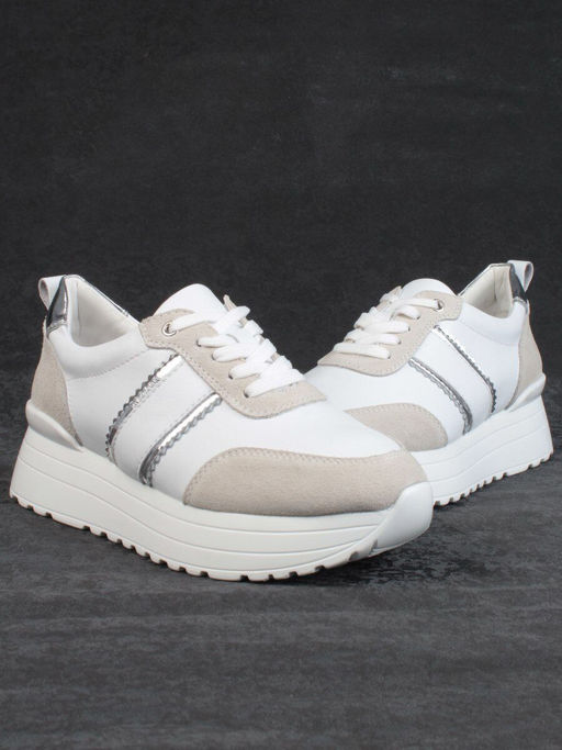 05-PDE40-2 WHITE/BEIGE Кроссовки женские (натуральная кожа, натуральная замша) - Фабричный китай фото 13