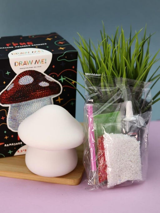 Алмазная мозаика на копилке (нижняя загрузка) Draw Me! Mushroom, (9.5*9.5*10 см)