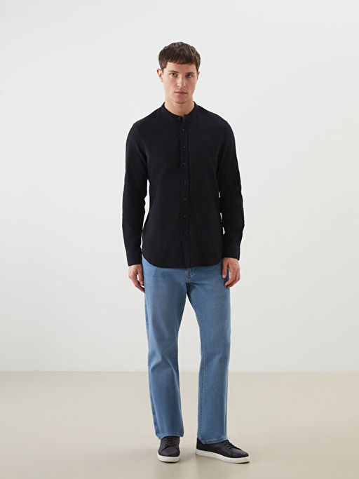 Regular Fit Krinkle B?zg?l? Erkek G?mlek