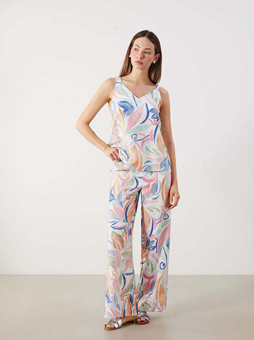 Beli Lastikli Desenli Geni? Pa?a Kad?n Pantolon