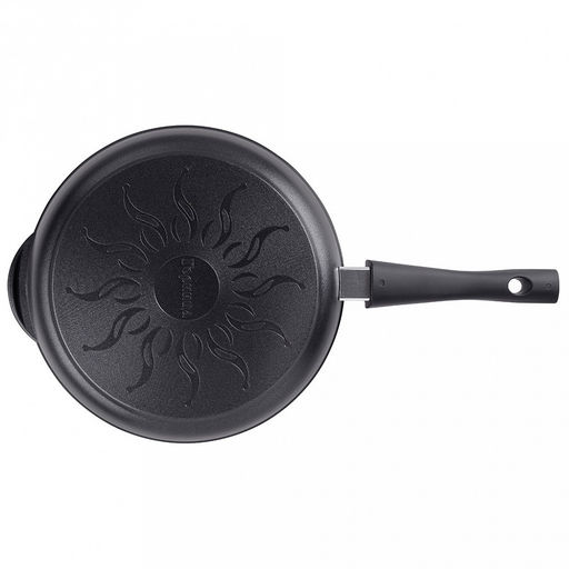 Сковорода с тефлоновым покрытием д24см "Классик", h5,5см, s0,4см, съемная ручка из термостойкого пластика (Россия)