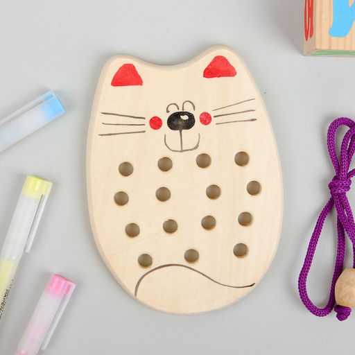 Шнуровка «Кот», деревянная, МИКС