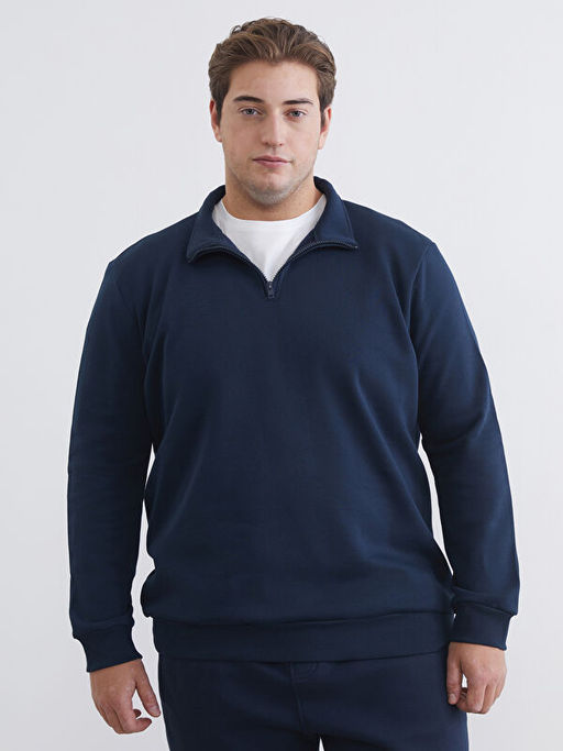 B?y?k Beden Dik Yaka Erkek Sweatshirt
