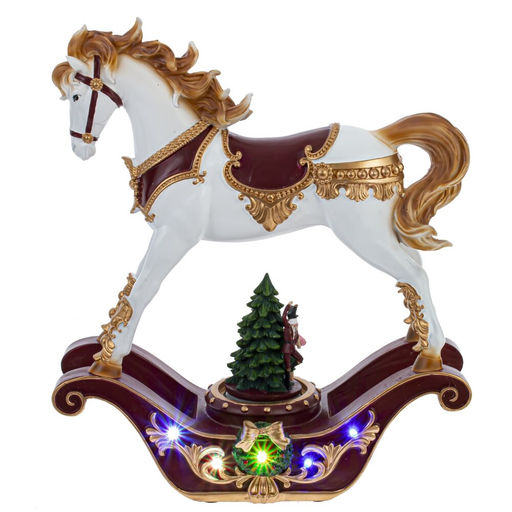 Фигурка декоративная "Лошадка-качалка", (подсвет, муз, 3хАА, н/п), L32 W11 H37 см