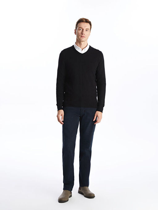 V Yaka Uzun Kollu Erkek Triko Kazak