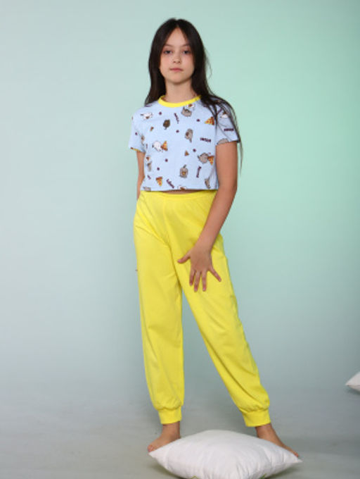 Пижама для девочки Котики желтый - Ладошки фото 5