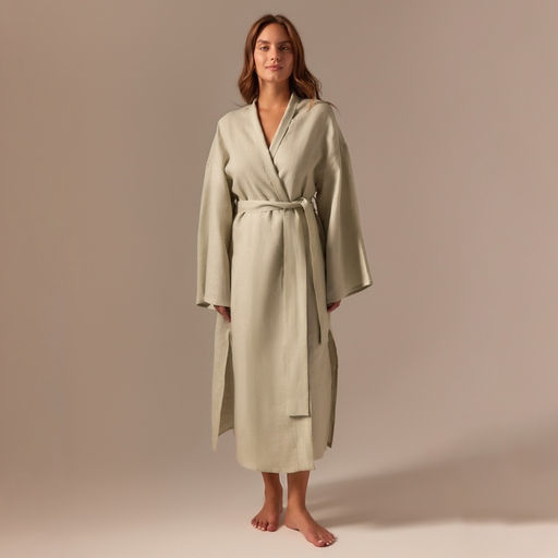 Халат домашний женский SL Linen Home, размер S, светло-зелёный