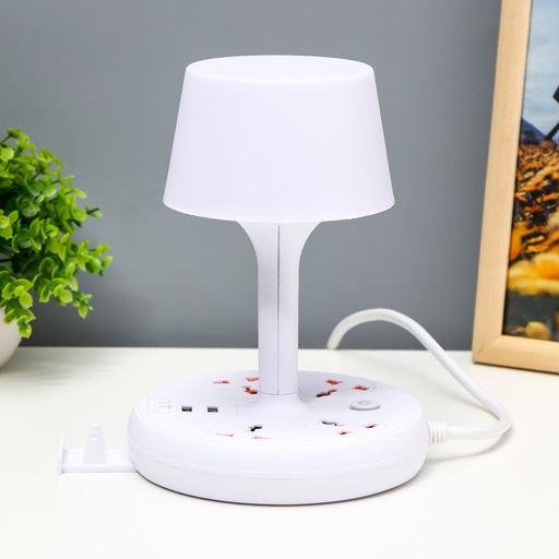Настольная лампа «Эра» LED 5 Вт 3000К-6000К 4 розетки 2хUSB2.0 МИКС 15×15×22 см RISALUX