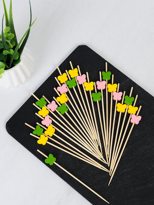 Шпажки бамбуковые 50 штук с декором / H50-1 /уп 500/ микс - ГалеонТрейд фото 4