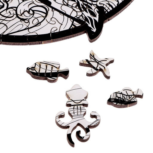 Пазл деревянный фигурный Сила океана, чёрно-белый - Puzzle фото 14