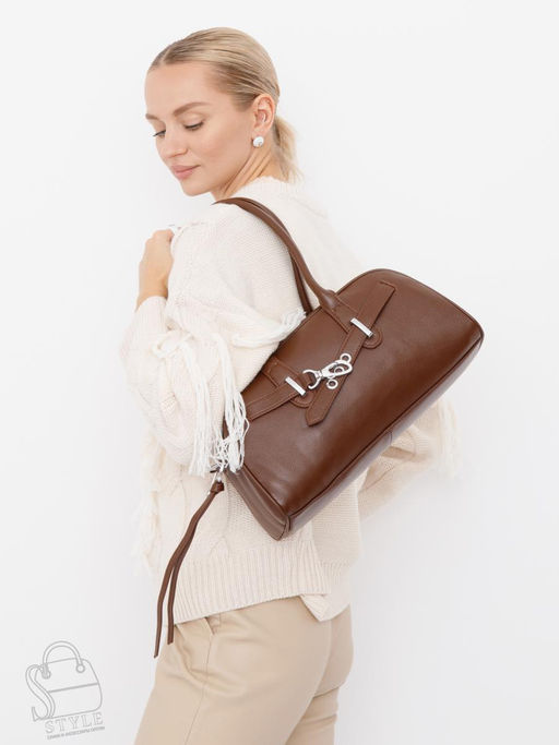 Сумка женская кожаная 9198SP d.brown Velina Fabbaino-Safenta в Новосибирске