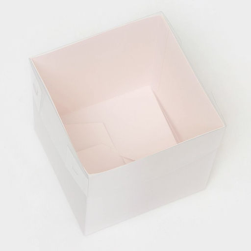Цена за 5 шт. Коробка для цветов с PVC крышкой, 12×12×12 см, белая