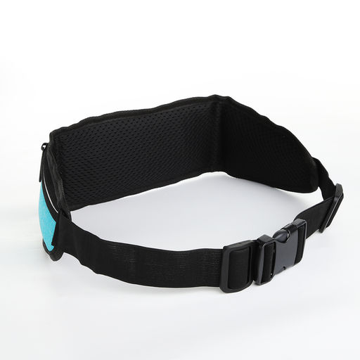 Сумка для бега, 3 отдела на молниях, светоотражающие элементы, отверстие для наушников, 50×0.1×11 см, голубая