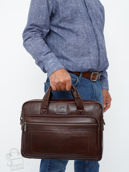 Портфель мужской кожаный 11018Z coffee Zinimsk - S-style фото 6