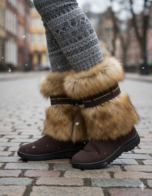 Унты женские на литой подошве, т.коричневые, замша,лиса - Roshva фото 9