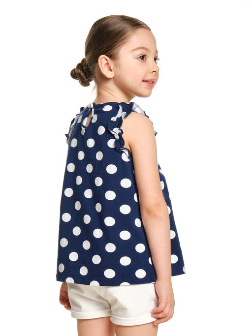 Футболка для девочки UD 1833 синий горох - Mini maxi фото 3