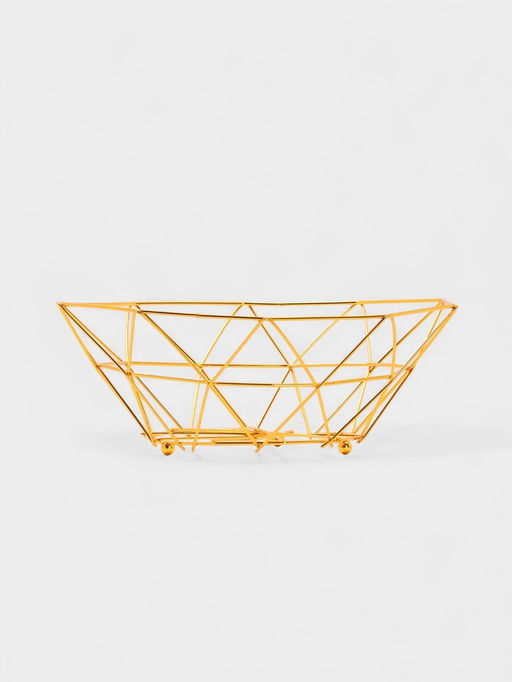 Ваза для фруктов «Доляна. Геометрия Голд», 25.5×27×10 см, золотистая