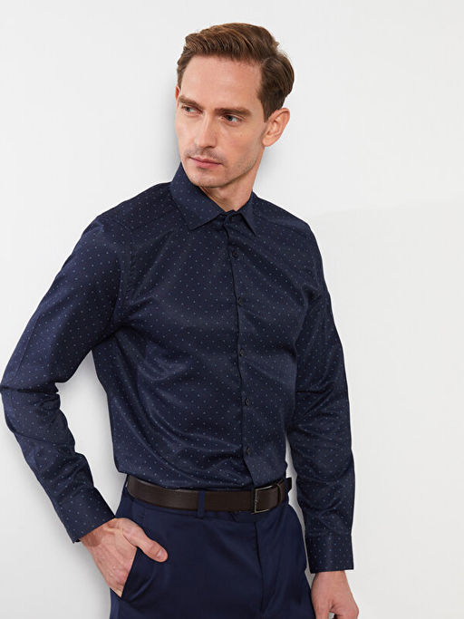 Slim Fit Uzun Kollu Desenli Arm?rl? Erkek G?mlek