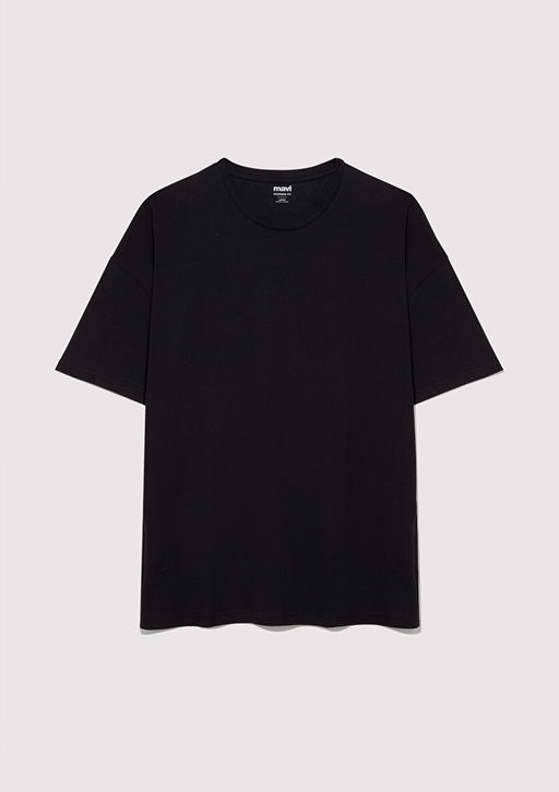 2li Oversize Siyah Basic Ti??rt Seti - Mavi фото 4