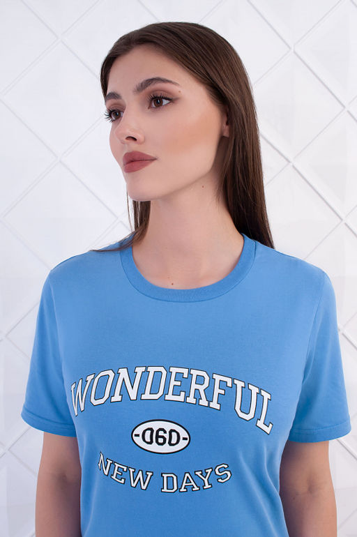 Арт. 21368 Костюм с брюками женский 42-50 (5 шт) Цвет:верх-голубой,низ-черный - Калинка фото 4