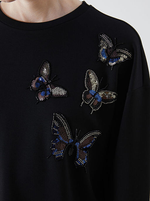 Bisiklet Yaka Kelebek ??lemeli Kad?n Tunik