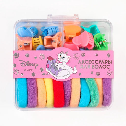 Набор подарочный, резинка для волос 10 шт, заколка крабик 10 шт, Коты аристократы
