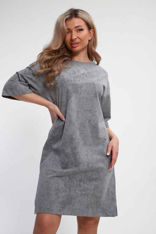 Платье туника варенка с принтом Сердце ТП-02