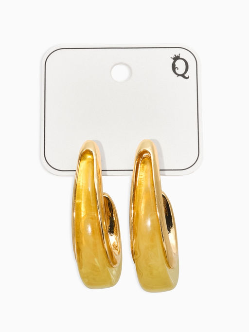 Серьги акрил «Петля», жёлтые в золоте
