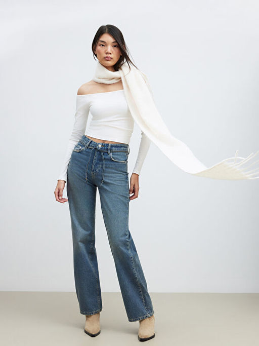 Wideleg Kad?n Jean Pantolon