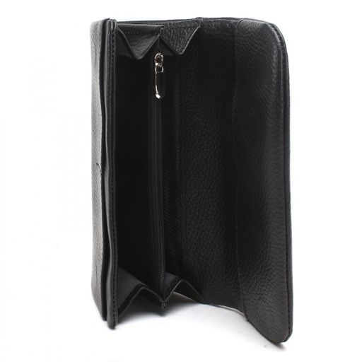 Портмоне женское Croco-ПР-806 натуральная кожа 2 отд, 5 карм, черный флотер (40) 236754  фото 3