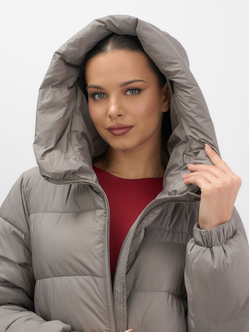 Куртка женская зимняя на резинке большого размера коричневого цвета 7619K Бренд: Visdeer  фото 14