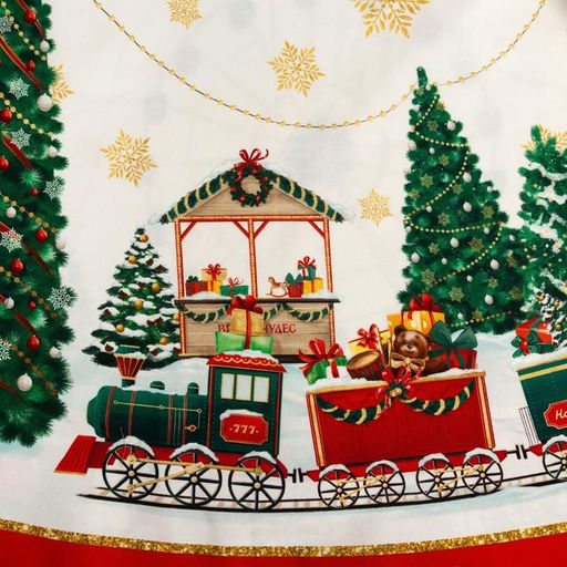 Скатерть новогодняя Этель Новогодняя ярмарка d=220 +/- 3см с ГМВО, 100% хлопок, саржа 190 гр/м2  фото 6