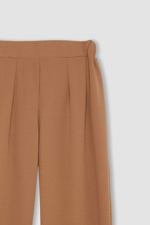 Базовые прямые брюки со складками прямого кроя и эластичной резинкой на талии - Defacto фото 2