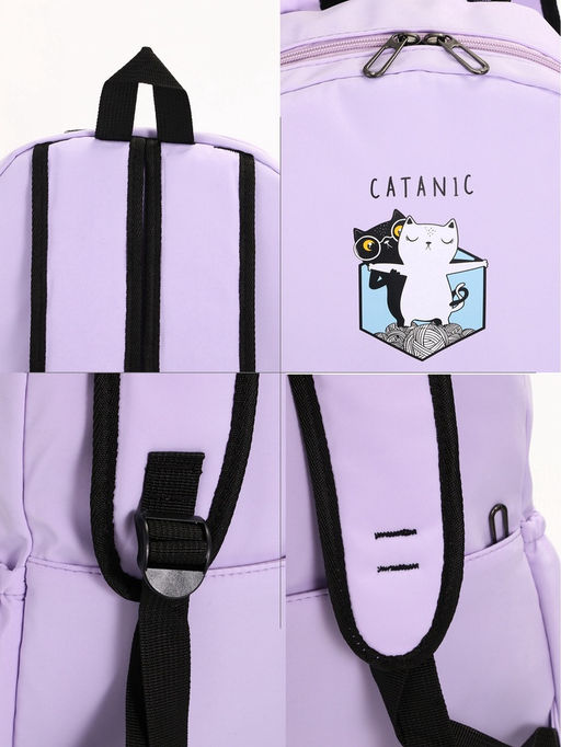 Рюкзак школьный на молнии, с карманами, с принтом, размер 30?12?43 см, розовый